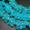 Natural Aqua Blue Chalcedony Faceted Tear Drops Briolette Beads Strand 8 Inches and Size 10mm to 15mm approx.